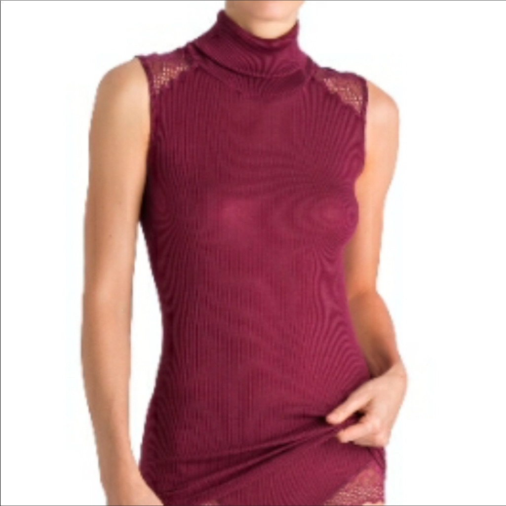 - Hanro Rubina Wool/Silk Burgundy Top